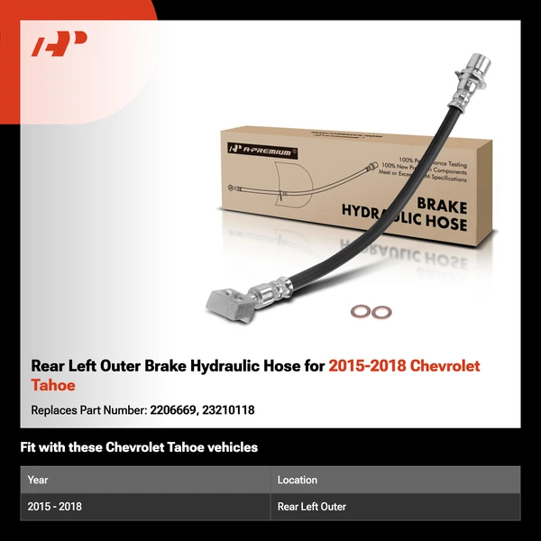 Rear Left Outer Brake Hydraulic Hose for 2015-2018 Chevrolet Tahoe