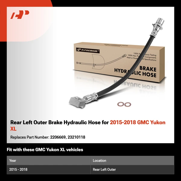Rear Left Outer Brake Hydraulic Hose for 2015-2018 GMC Yukon XL