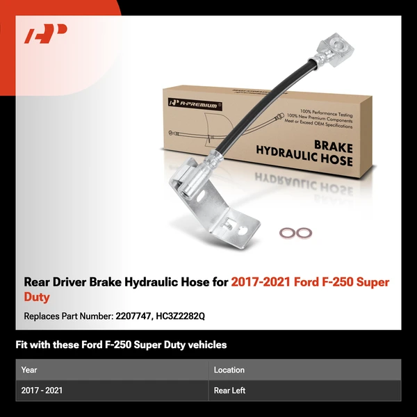 Rear Driver Brake Hydraulic Hose for 2017-2021 Ford F-250 Super Duty