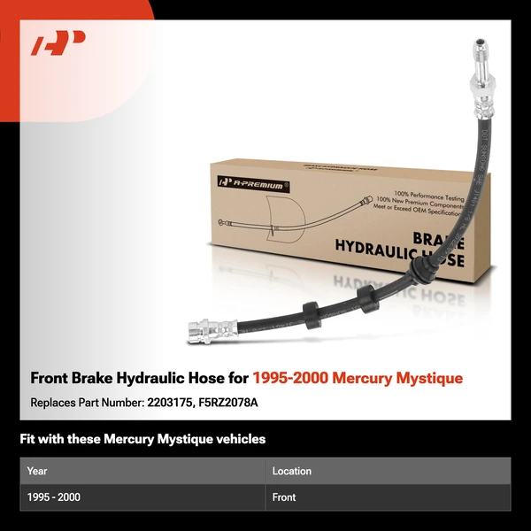 Front Brake Hydraulic Hose for 1995-2000 Mercury Mystique