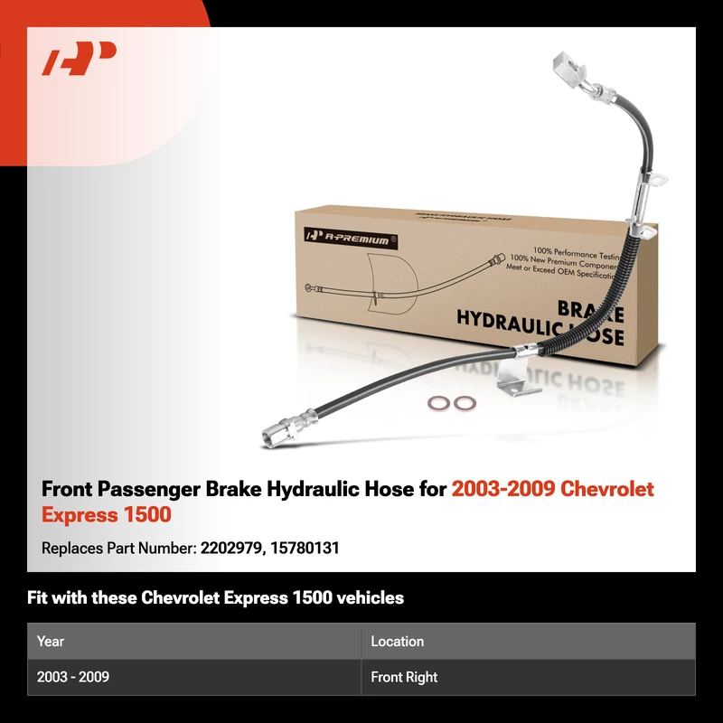 Front Passenger Brake Hydraulic Hose for 2003-2009 Chevrolet Express 1500