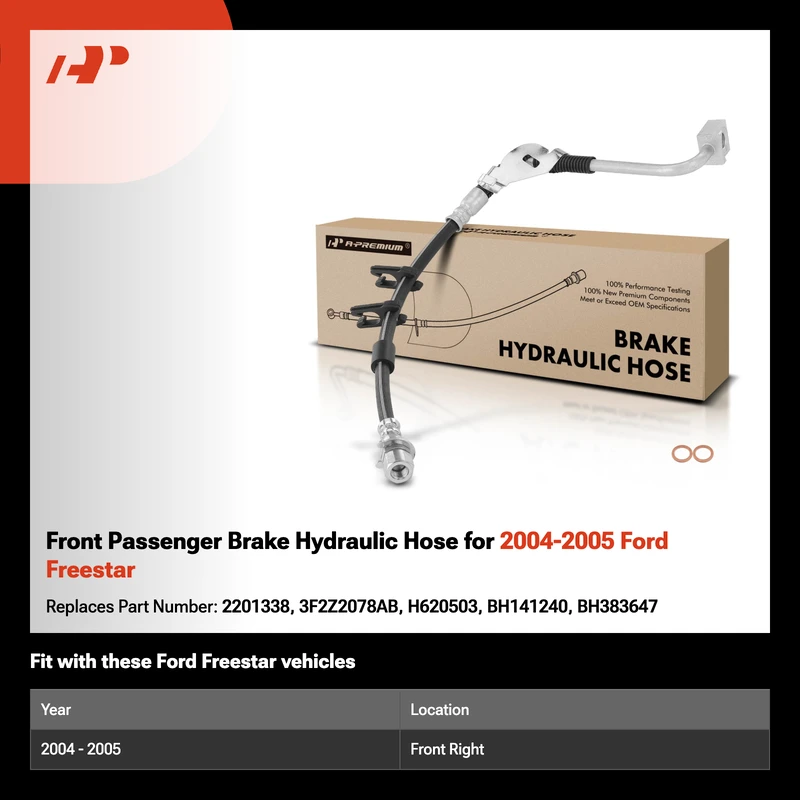 Front Passenger Brake Hydraulic Hose for 2004-2005 Ford Freestar