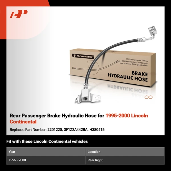 Rear Passenger Brake Hydraulic Hose for 1995-2000 Lincoln Continental