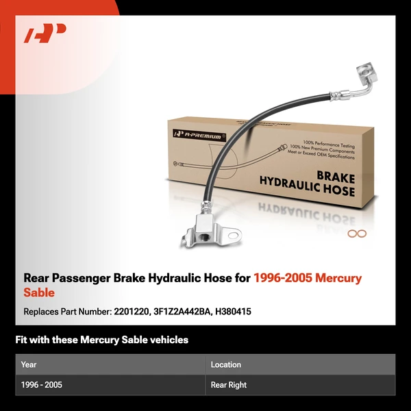 Rear Passenger Brake Hydraulic Hose for 1996-2005 Mercury Sable