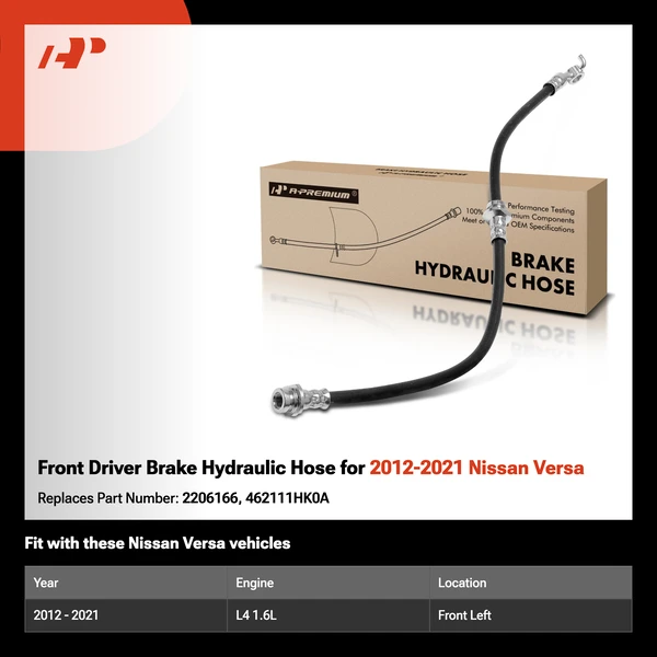 Front Driver Brake Hydraulic Hose for 2012-2021 Nissan Versa