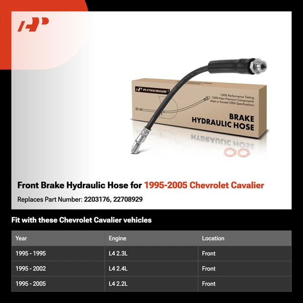 Front Brake Hydraulic Hose for 1995-2005 Chevrolet Cavalier