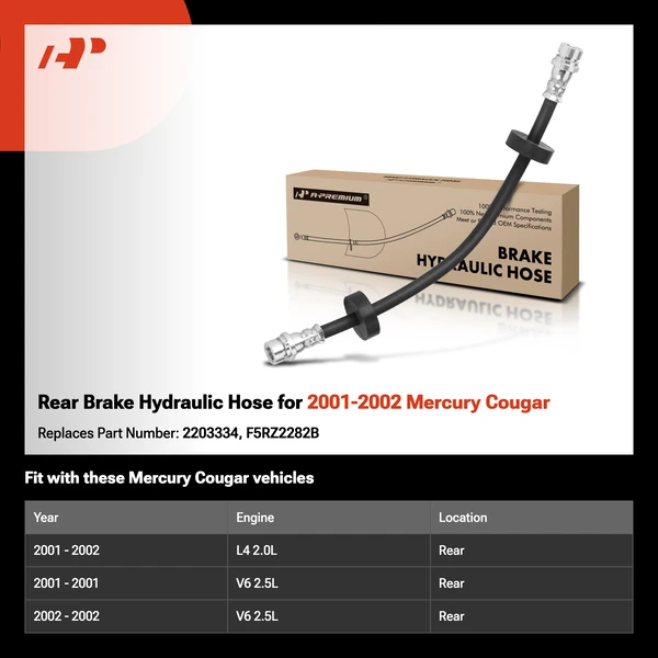Rear Brake Hydraulic Hose for 2001-2002 Mercury Cougar