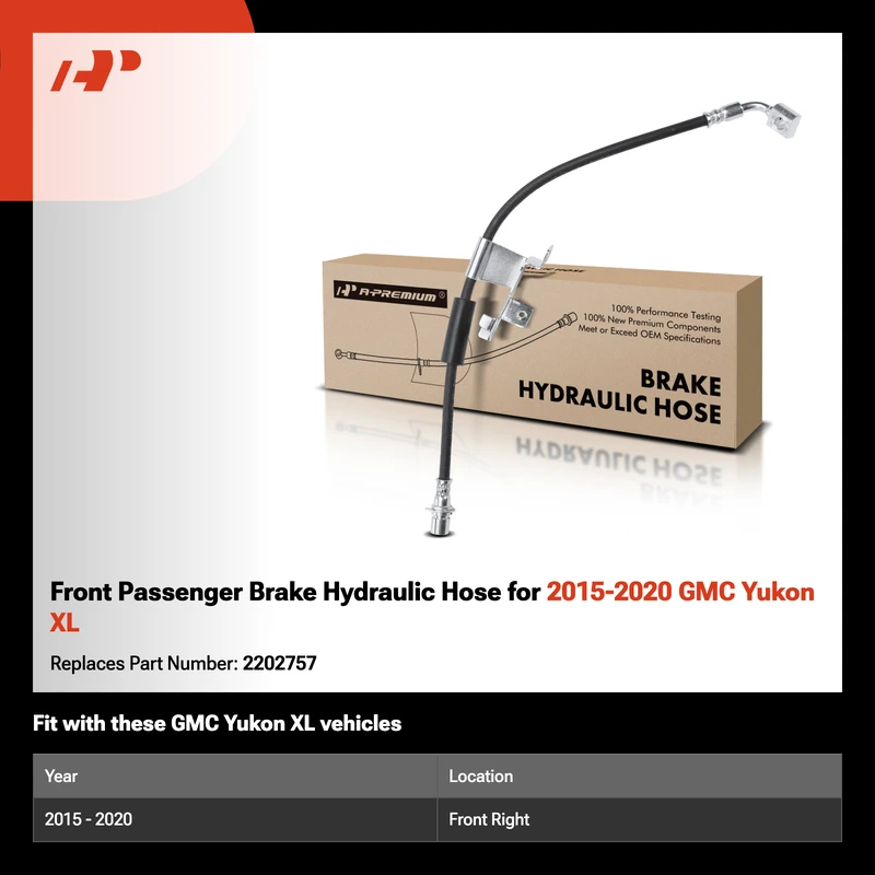 Front Passenger Brake Hydraulic Hose for 2015-2020 GMC Yukon XL