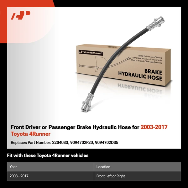Front Driver or Passenger Brake Hydraulic Hose for 2003-2017 Toyota 4Runner
