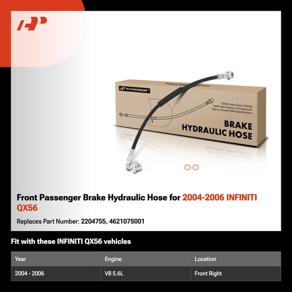 Front Passenger Brake Hydraulic Hose for 2004-2006 INFINITI QX56