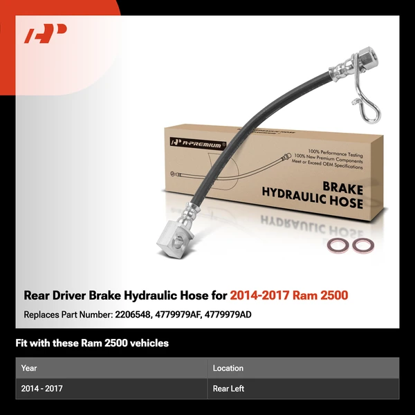 Rear Driver Brake Hydraulic Hose for 2014-2017 Ram 2500