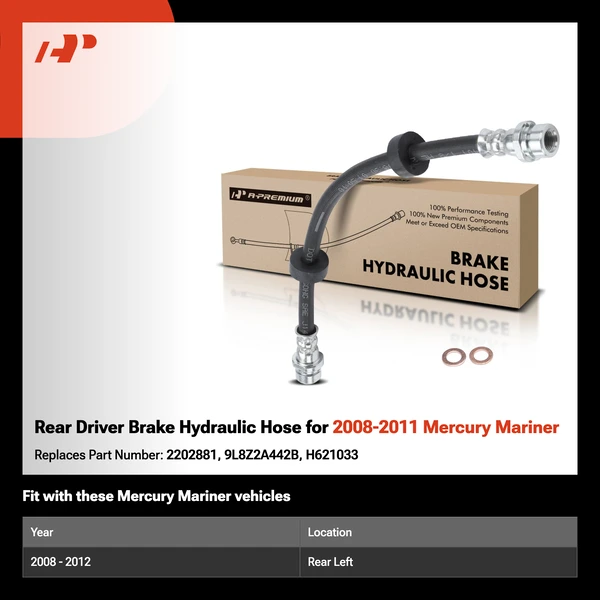 Rear Driver Brake Hydraulic Hose for 2008-2011 Mercury Mariner