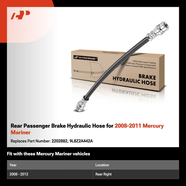 Rear Passenger Brake Hydraulic Hose for 2008-2011 Mercury Mariner