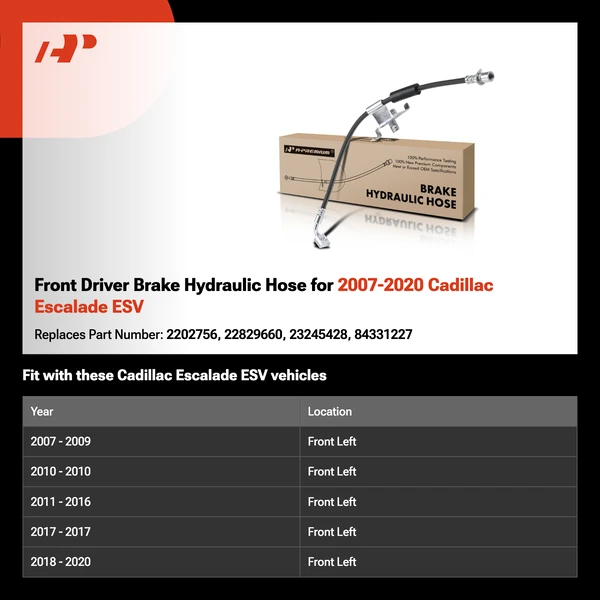 Front Driver Brake Hydraulic Hose for 2007-2020 Cadillac Escalade ESV