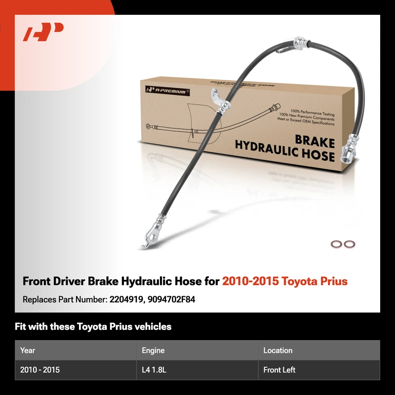 Front Driver Brake Hydraulic Hose for 2010-2015 Toyota Prius