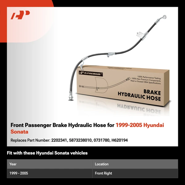 Front Passenger Brake Hydraulic Hose for 1999-2005 Hyundai Sonata