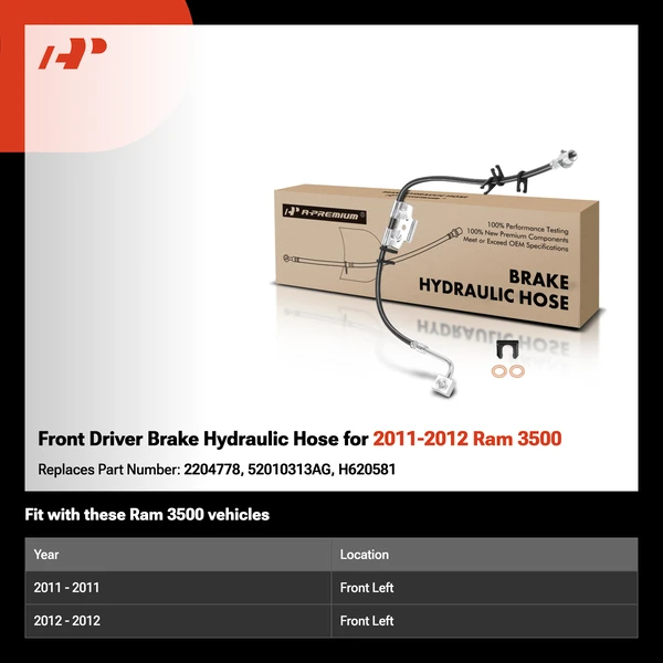 Front Driver Brake Hydraulic Hose for 2011-2012 Ram 3500