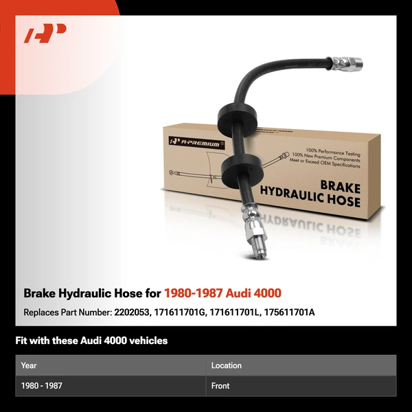 Brake Hydraulic Hose for 1980-1987 Audi 4000