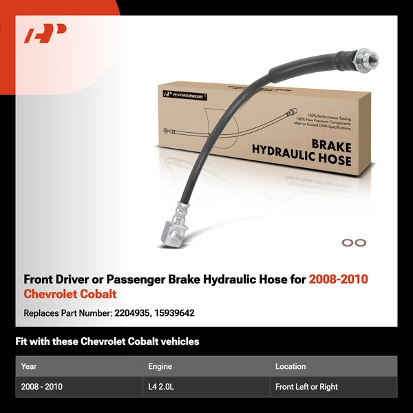 Front Driver or Passenger Brake Hydraulic Hose for 2008-2010 Chevrolet Cobalt