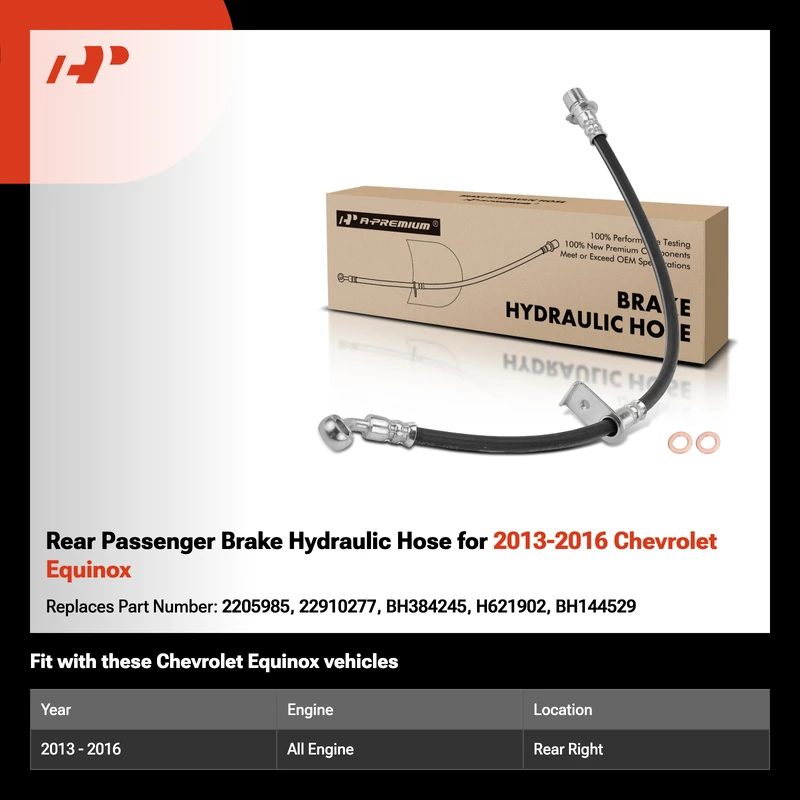 Rear Passenger Brake Hydraulic Hose for 2013-2016 Chevrolet Equinox