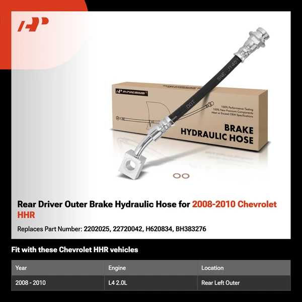 Rear Driver Outer Brake Hydraulic Hose for 2008-2010 Chevrolet HHR
