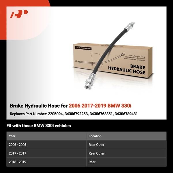 Brake Hydraulic Hose for 2006 2017-2019 BMW 330i
