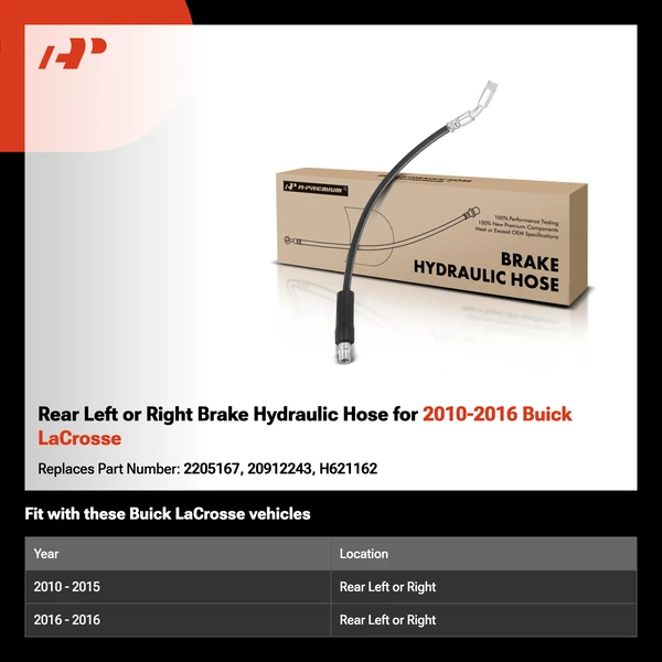 Rear Left or Right Brake Hydraulic Hose for 2010-2016 Buick LaCrosse