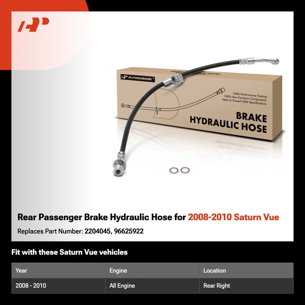 Rear Passenger Brake Hydraulic Hose for 2008-2010 Saturn Vue
