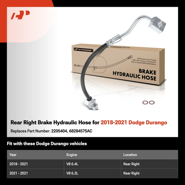 Rear Right Brake Hydraulic Hose for 2018-2021 Dodge Durango