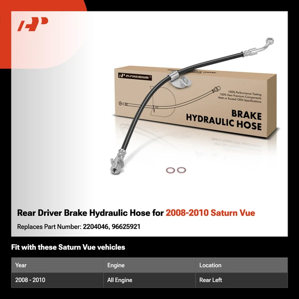 Rear Driver Brake Hydraulic Hose for 2008-2010 Saturn Vue