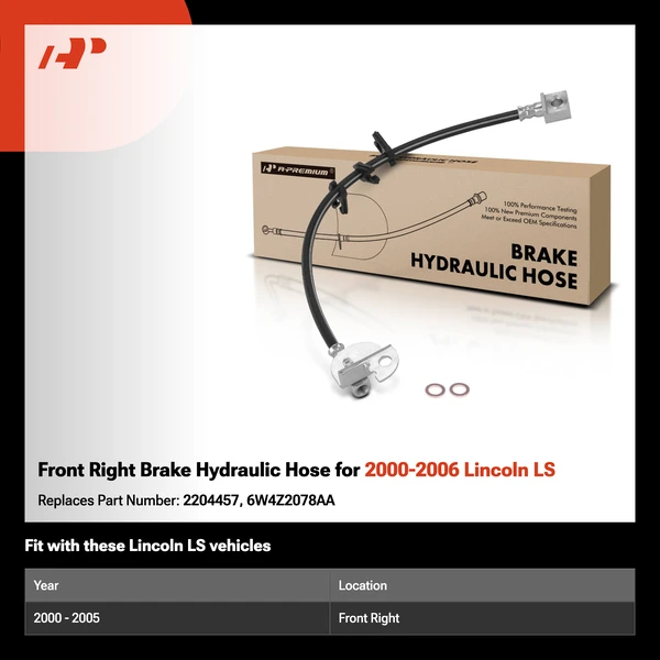 Front Right Brake Hydraulic Hose for 2000-2006 Lincoln LS