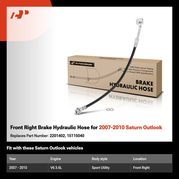 Front Right Brake Hydraulic Hose for 2007-2010 Saturn Outlook