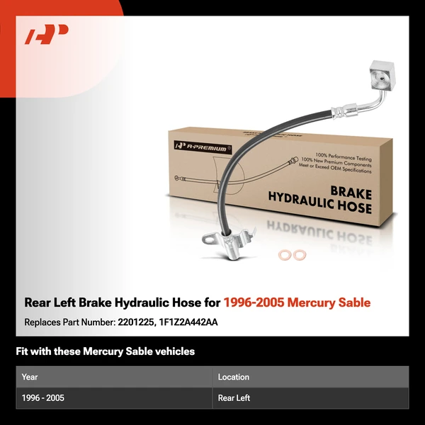 Rear Left Brake Hydraulic Hose for 1996-2005 Mercury Sable