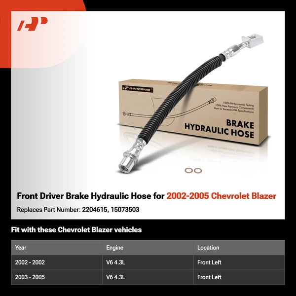 Front Driver Brake Hydraulic Hose for 2002-2005 Chevrolet Blazer