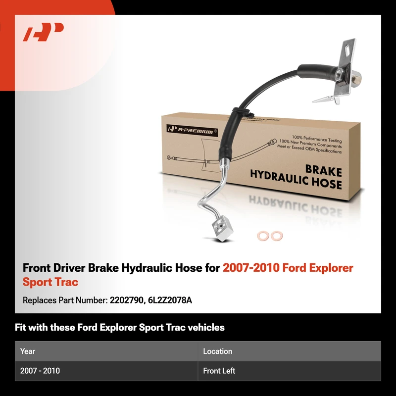 Front Driver Brake Hydraulic Hose for 2007-2010 Ford Explorer Sport Trac