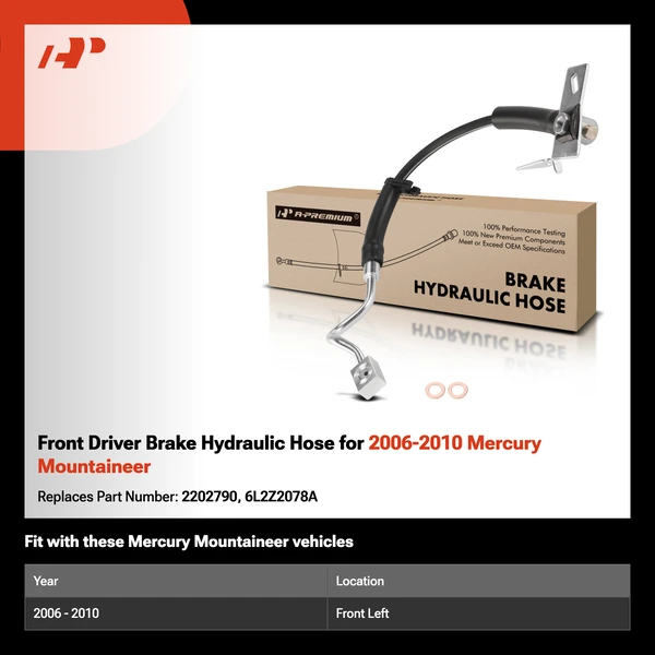 Front Driver Brake Hydraulic Hose for 2006-2010 Mercury Mountaineer