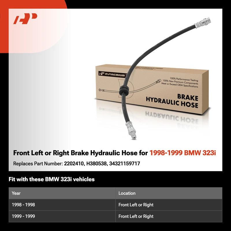Front Left or Right Brake Hydraulic Hose for 1998-1999 BMW 323i