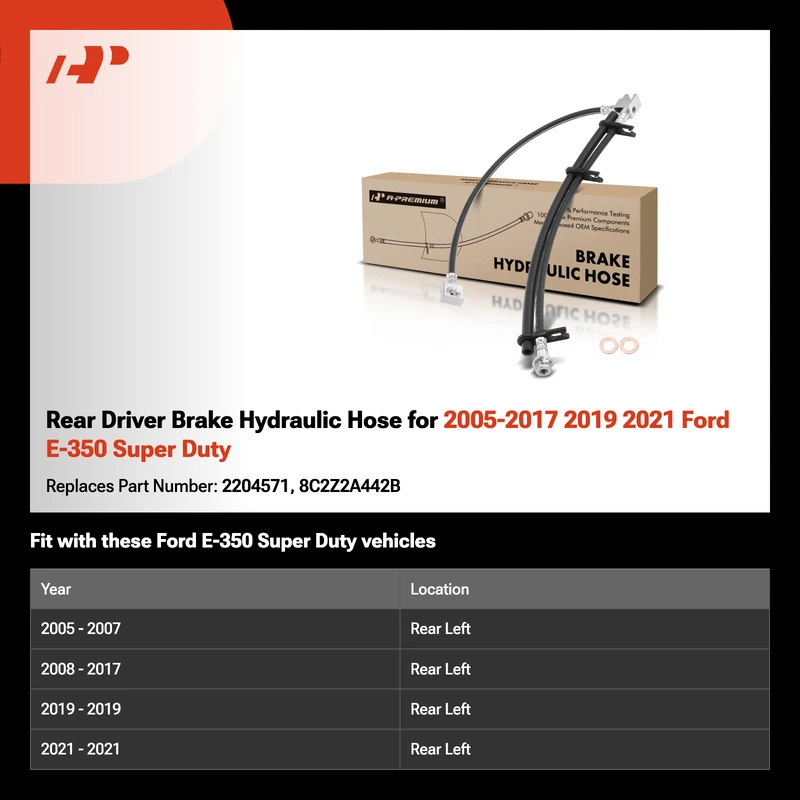 Rear Driver Brake Hydraulic Hose for 2005-2017 2019 2021 Ford E-350 Super Duty