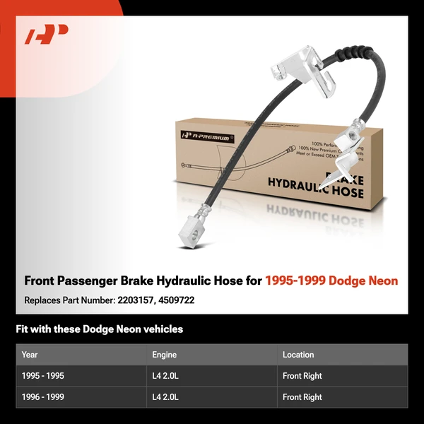Front Passenger Brake Hydraulic Hose for 1995-1999 Dodge Neon