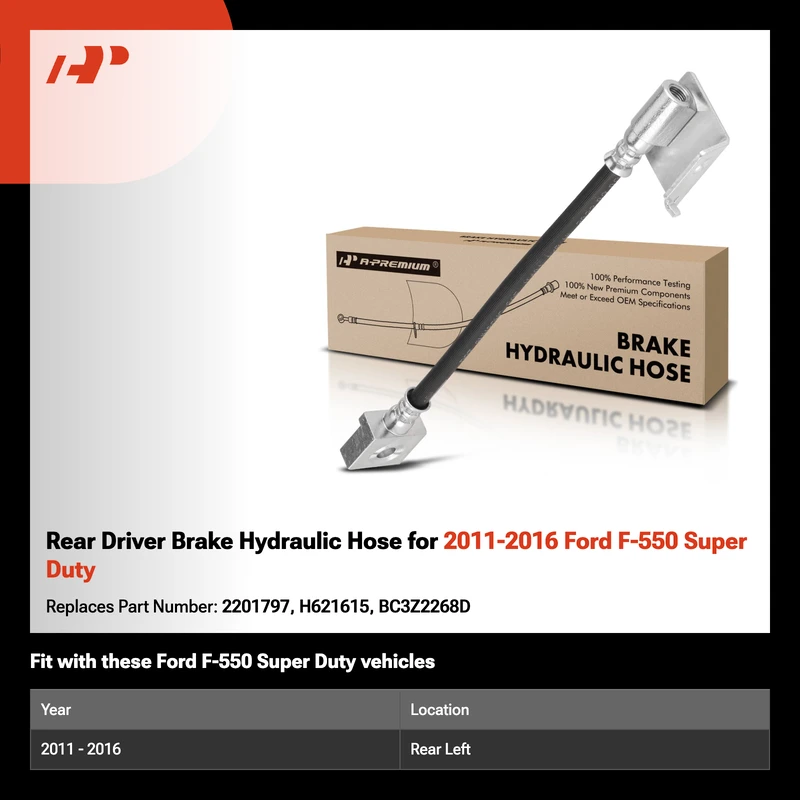 Rear Driver Brake Hydraulic Hose for 2011-2016 Ford F-550 Super Duty