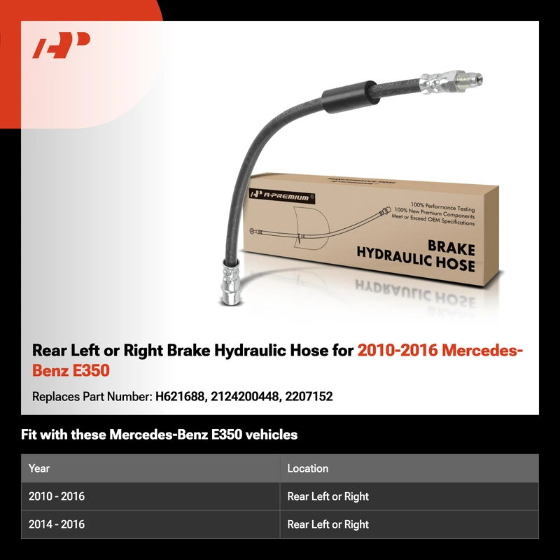 Rear Left or Right Brake Hydraulic Hose for 2010-2016 Mercedes-Benz E350