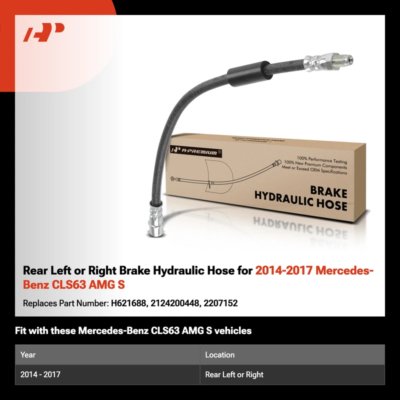 Rear Left or Right Brake Hydraulic Hose for 2014-2017 Mercedes-Benz CLS63 AMG S