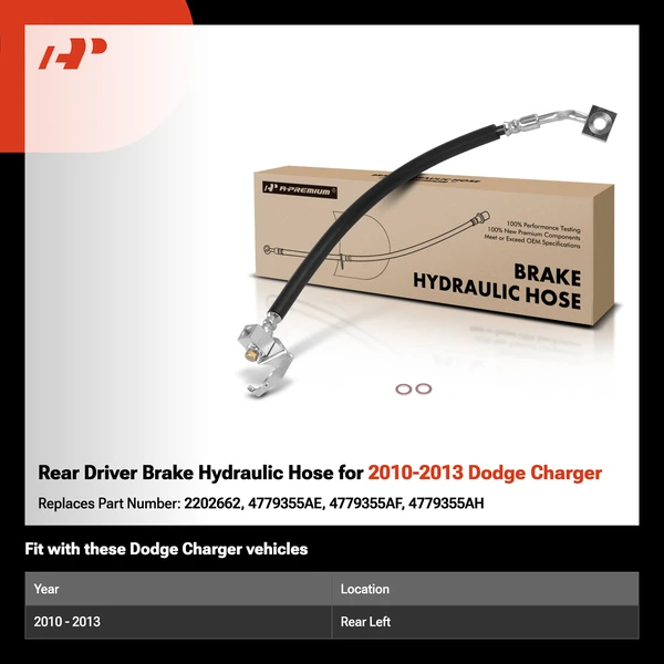 Rear Driver Brake Hydraulic Hose for 2010-2013 Dodge Charger