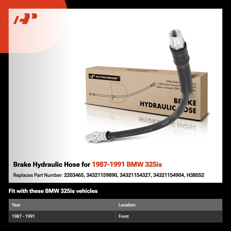 Brake Hydraulic Hose for 1987-1991 BMW 325is