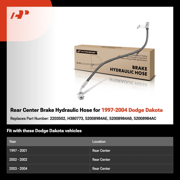 Rear Center Brake Hydraulic Hose for 1997-2004 Dodge Dakota