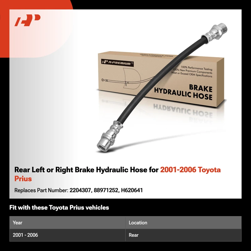 Rear Left or Right Brake Hydraulic Hose for 2001-2006 Toyota Prius