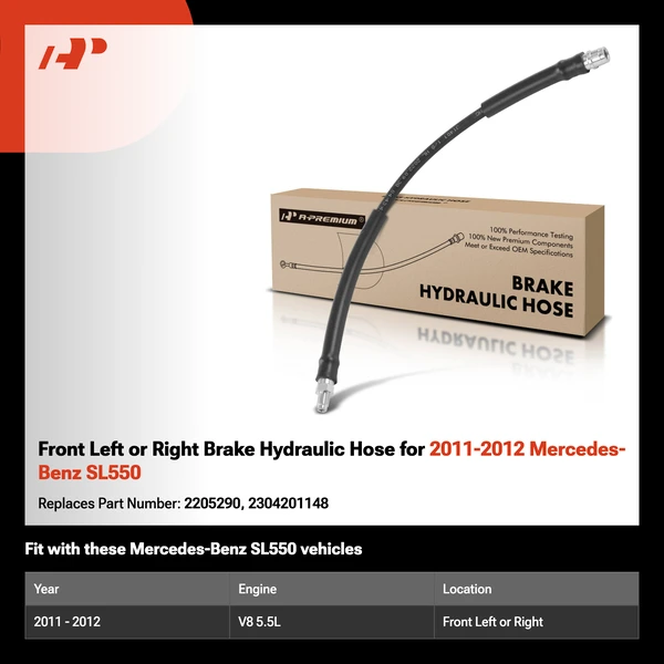 Front Left or Right Brake Hydraulic Hose for 2011-2012 Mercedes-Benz SL550