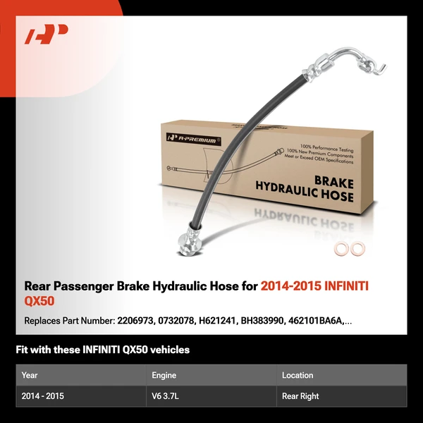 Rear Passenger Brake Hydraulic Hose for 2014-2015 INFINITI QX50