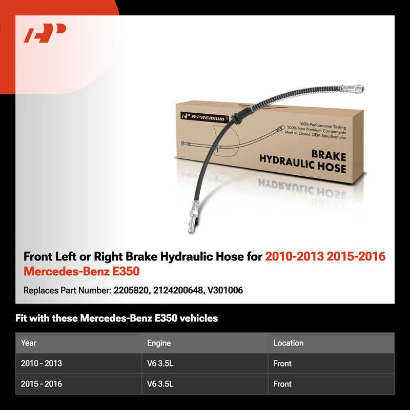 Front Left or Right Brake Hydraulic Hose for 2010-2013 2015-2016 Mercedes-Benz E350