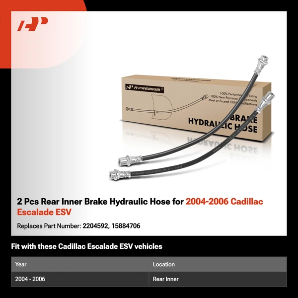 2 Pcs Rear Inner Brake Hydraulic Hose for 2004-2006 Cadillac Escalade ESV